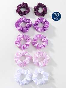 10pcs/Set Colorful Fabric Scrunchies, Stretchy Hair Ties, Versatile Hair Accessories, Suitable For All Seasons Scrunchy Hair Ties Ponytail Holders,Summer,Holiday,Travel - Multicolor - View 22