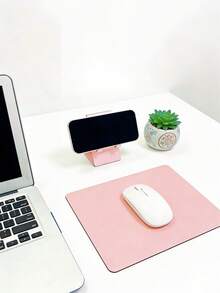 2/1pc PU Leather Square Mouse Pad, Easy To Clean And Waterproof, Minimalist Solid Color, Square Leather Mouse Pad, Single Pack, One Size/Pink, Office Supplies. Gaming Mouse Pad, Desktop Accessory, Office Desk Accessory, Mouse Pad, Desktop Mouse Pad - Pink - View 2