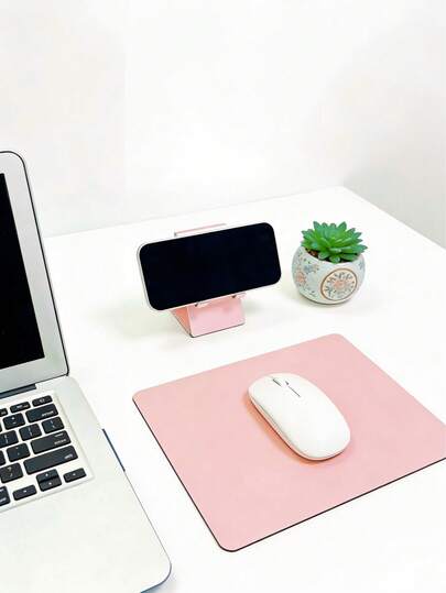 2/1 pieza Alfombrilla de ratón cuadrada de piel sintética (PU), fácil de limpiar y resistente al agua, unicolor minimalista, alfombrilla de ratón de cuero cuadrada, paquete individual, talla única/rosa, suministros de oficina. Alfombrilla de ratón para juegos, accesorio de escritorio, accesorio de escritorio de oficina, alfombrilla de ratón, alfombrilla de ratón de escritorio