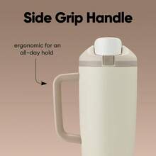 40oz Stainless Steel Thermoscup -Keeps Water Cold Or Hot - Stainless Steel Water Bottle With Push-On Dust-Proof Lid And Plastic Straw - 粉色 - 查看 2