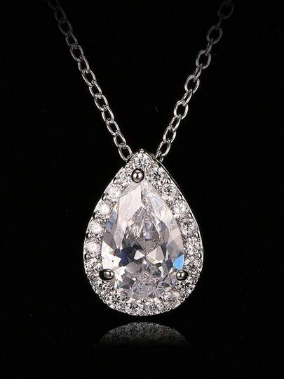 1pc Fashionable Minimalist Teardrop Zirconia Pendant Necklace For Women, Versatile & Personalized Jewelry