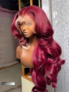 10-36 Inch Human Blended Hair Wig Body Wave Lace Front Wigs 180% Density 13x4 Pre Plucked HD Front Lace Wig Natural Hairline With Baby Hair Glueless Wigs For Women 99J Burgundy - S99J/BUG - View 2