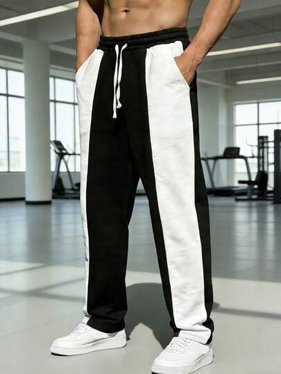 Quần dài nam phối đen trắng kiểu dáng thường ngày - Thiết kế thời trang phù hợp cho mọi mùa, quần thể thao và mặc thường ngày thoải mái cho công sở, thể thao và các dịp thường nhật.