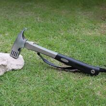 Camping Hammer Heavy Duty With Tent Stake Remover, 12.6" Steel Tent Hammer - Rubber Covered Handle Tent Mallet With Holding Strap With 20pcs 8-Inch Plastic Ground Nails - C - View 3