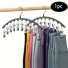 1 pieza Percha de pantalones de acero inoxidable, organizador de armario ahorra espacio con 10/15 pinzas, secadora multiusos para el hogar para ropa, ropa interior, calcetines, pantalones - Multicolor - Ver 14