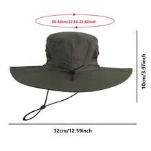 Quick-Dry Bucket Hat With Letter, Bohemian, Polyester Applique, Leopard Print, Distressed - Dark Green - View 2