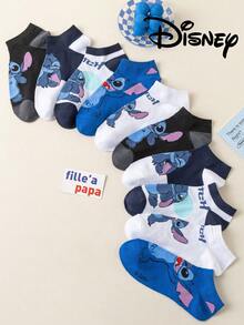 Disney 5双装史迪奇和米奇图案袜子，男女通用隐形袜，透气舒适夏季短袜，新颖时尚 - 彩色 - 查看 3