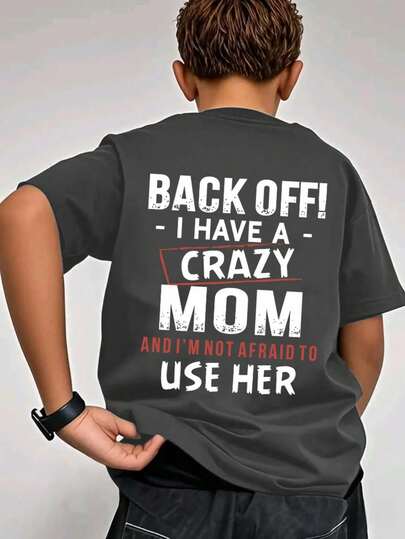 Tween Boy Casual Funny Graphic Round Neck Short Sleeve T-Shirt, Summer Top