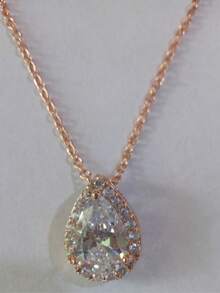 1pc Fashionable Minimalist Teardrop Zirconia Pendant Necklace For Women, Versatile & Personalized Jewelry - Necklace - View 6