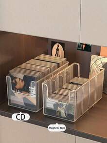2pcs/Set Stackable Clear Plastic CD Organizer, CD Display Rack, CD Storage Box, Ideal For Media Shelf Storage And Organization, Great For Home Office Music Enthusiasts - Multicolor - View 7