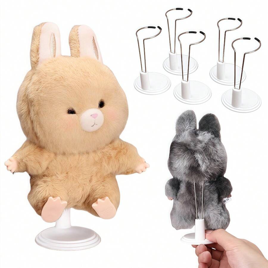 [Minimalist Style] For Labubu Adjustable Metal Doll Stand | 12-15cm Teddy Bear/Action Figure Display Stand, Black/White Base, Portable Photography Prop (Multiple Angle Fixation + Plush Doll Storage Rack) - Multicolor - View 1