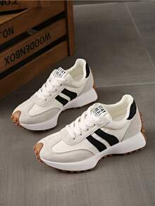 Shoes Retro Chunky Sneakers Instep Bulky Running Sneakers For Women, Shoes For Women - trắng - Xem 5