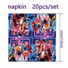 Mattel KPOP Demon Slayer 9pcs Party Tableware Set, 9/7 Inch Plates, 9oz Cups, Birthday Banner, Tablecloth, Napkins, Birthday, Graduation, Summer Party Disposable Anime Party Supplies - Multicolor - View 3