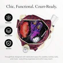 Pik'le'Ball Sport Premium Women's Pickleball Bag Stylish and Versatile Sports Bag with Water Bottle Holder Padded Paddle Pocket and Spacious Design fits 2+ Paddles! - Marrón elegante a cuadros - Ver 5