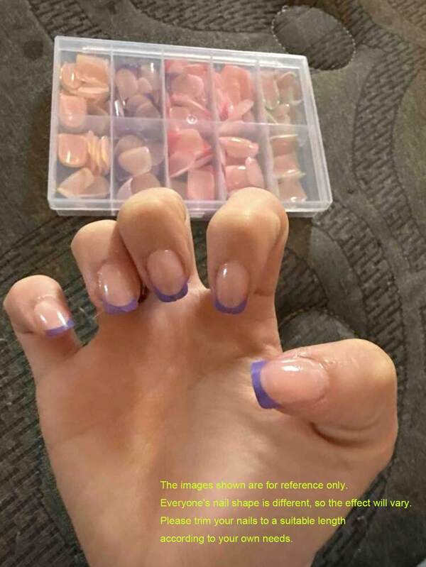 240Pcs Short Square French Press-On Nails Suitable For Women - Glossy Detachable Fake Nails With Rose Red, Purple, Green Colorful Colors, Full Cover Pre-Made Nails For Daily Wear, Parties, Weddings, Prom, Photo Shoots - Easy Application