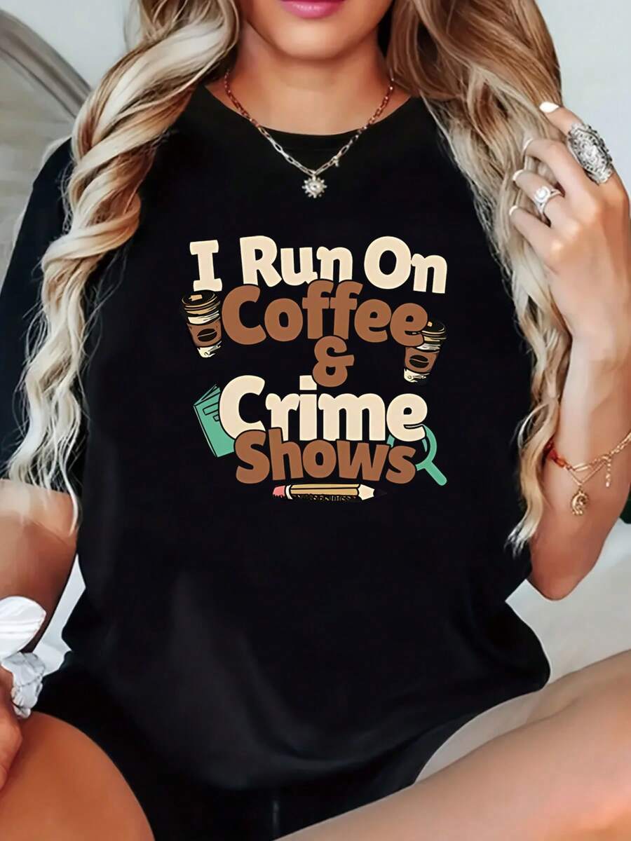 I Run On Coffee And Crime Shows, Keith , True Crime, Dateline, True Crime Podcast Tshirt, Coffee And True Crime Shirt - 黑色 - 查看 1