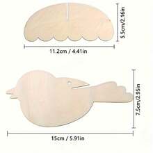 5pcs Unfinished Wooden Bird Decoration Set | Wooden Birds With Wings And Hanging Ropes, Suitable For Painting, Easter Crafts, Christmas Tree Decorations And Handmade Gift Materials, Rustic Style Decor - Multicolor - View 2