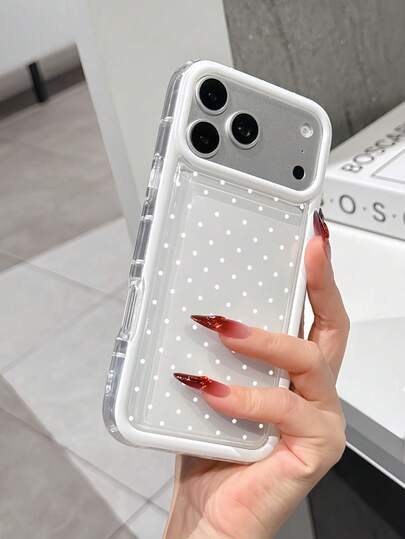 Ốp điện thoại thời trang màu trắng chấm bi nhỏ phối màu tương phản, chống sốc, dễ thương, thiết kế tối giản trong suốt hoàn hảo cho sử dụng hàng ngày, tương thích với iPhone 16/16 Pro/16 Plus, 15/15 Plus/15 Pro/15 Pro Max, 17/17 Pro/17 Pro Max, 12/13 Mini, Apple 13/13 Pro Max, 11/11 Pro Max, 12 Pro Max. Món quà tinh tế dành cho bạn bè, bạn học, người yêu hoặc sử dụng cho chính mình.