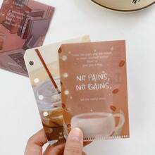 1个防水PP材质A8/M5迷你可替换内芯口袋收纳包，双面印花，可拆卸内芯，适用于笔记本，薄荷摩卡色，时尚设计 - 薄荷摩卡活頁袋 - 查看 4