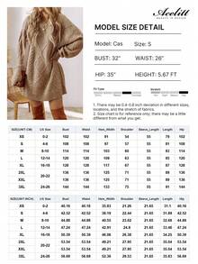 Acelitt Autumn/Winter Women's Khaki Solid Color Knitted Textured Pattern Dropped Shoulder Oversized Sweater Dress, Recommend Sizing Down One Size - Khaki - View 5