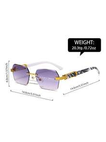 Gafas sin marco poligonales unisex, con patillas de color contrastante y textura, una opción de moda para el uso diario, la oficina y la lectura - Multicolor - Ver 2