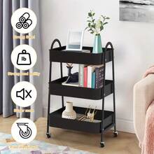 3-Tier Mobile Storage Cart, Steel Frame Structure, With Handle & 2 Brakes, Easy Assembly, Suitable For Bedroom, Laundry Room And Bathroom Storage - Multicolor - View 1