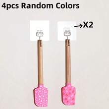 Bộ 1/3 thìa silicon cán gỗ, thích hợp dùng để làm bánh, trộn bơ và mứt, và làm dụng cụ làm bánh. - Nhiều màu - Xem 10