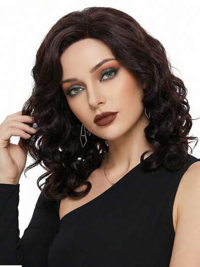 Women's Wig16 Inch Big Curly Wave Wig Breathable Rose Net Cap For Daily Wearr Party&Gife Or Role Play