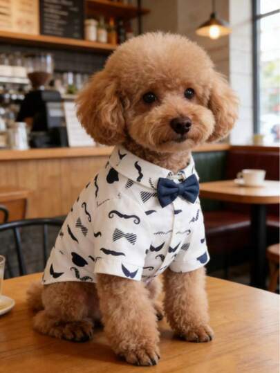 Chemise décontractée élégante et mignonne avec nœud papillon effet denim multicolore pour petits chiens, convient pour toutes les saisons, anti-perte de poils, idéale pour chats, carlin, spitz nain, tenue de fête et de vacances