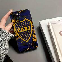 Escudo del Boca Juniors con estrellas y fondo abstracto. Esta elegante funda es compatible con Samsung, Apple, OPPO, , etc. Fabricada en TPU flexible, resistente a golpes y arañazos, ofrece una excelente protección contra caídas y un agarre cómodo. Es un regalo ideal para familiares, amigos y seres queridos, y una opción perfecta para festivales. - Negro - Ver 6