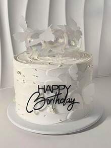 1/3/5/10pcs Black Acrylic "Happy Birthday" Cake Topper, Birthday Party Cake Decoration, Baking Decor, Kitchen Essential And Holiday Gift - Black - View 4