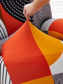 1 Set Of 4/6/8 Pcs Geometric Pattern Recliner Chair Covers, Printed Recliner Slipcovers, Stretch Sofa Covers, Suitable For Living Room Office Home Decor - Multicolor - View 6