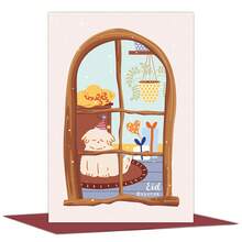 1pc Eid Mubarak Greeting Card - Cute Puppy Design, Ramadan Themed Paper Card With Envelope, Islamic Holiday Card For Eid Mubarak Celebrations, Ideal Gift For Family & Friends - Multicolor - View 1