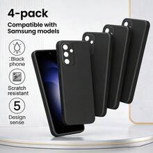 四件套黑色防震保护壳，兼容三星 Ung 系列。手机保护套，防震手机壳，黑色手机壳，简约手机壳，TPU 防震手机壳，防水，防摔防刮，易于清洁 - 黑色 - 查看 24