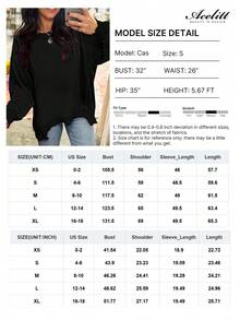 Acelitt Autumn Solid Color Textured Striped Cuffed Long Sleeve Casual Loose Crew Neck T-Shirt Spring - Black - View 4