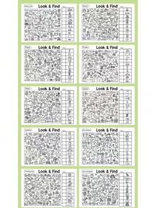 1本隐藏图片寻宝互动铅笔画活动书，趣味十足的捉迷藏主题页面（随机分布），易于使用，培养绘画和动手能力，增强专注力和想象力，适合作为圣诞节、生日、派对、新年、万圣节儿童礼物或返校礼物。 - 彩色 - 查看 9