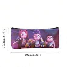Kpop Demon Hunters New Kpop Demon Hunting Girl Group Pencil Case, Cute Student Large Capacity Stationery Bag, PU Single Layer Storage Bag, Back To School Gift - Multicolor - View 5