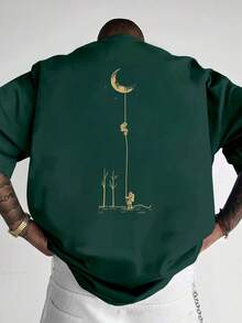 GRDR Men's Fashionable Printed Loose Short Sleeve T-Shirt | Exquisite Design | Summer Essential | Easy To Match, Showcasing Your Style - Dark Green - View 2