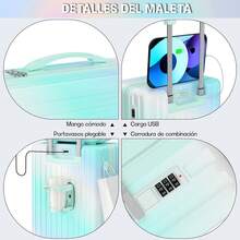 ¡RecomendadoMaleta de Cabina 20" con Puerto USB - 4 Ruedas 360 °   Silenciosas - ABS Resistente - Incluye Bolsa de Viaje y Soporte para Botella - Equipaje de Mano Ideal, Color Menta¡Top de Temporada - 1 - Ver 5
