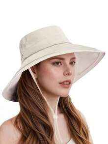 1顶女士遮阳帽，宽檐渔夫帽，防紫外线，带马尾辫孔设计，防水可折叠园艺渔夫帽 - 彩色 - 查看 6