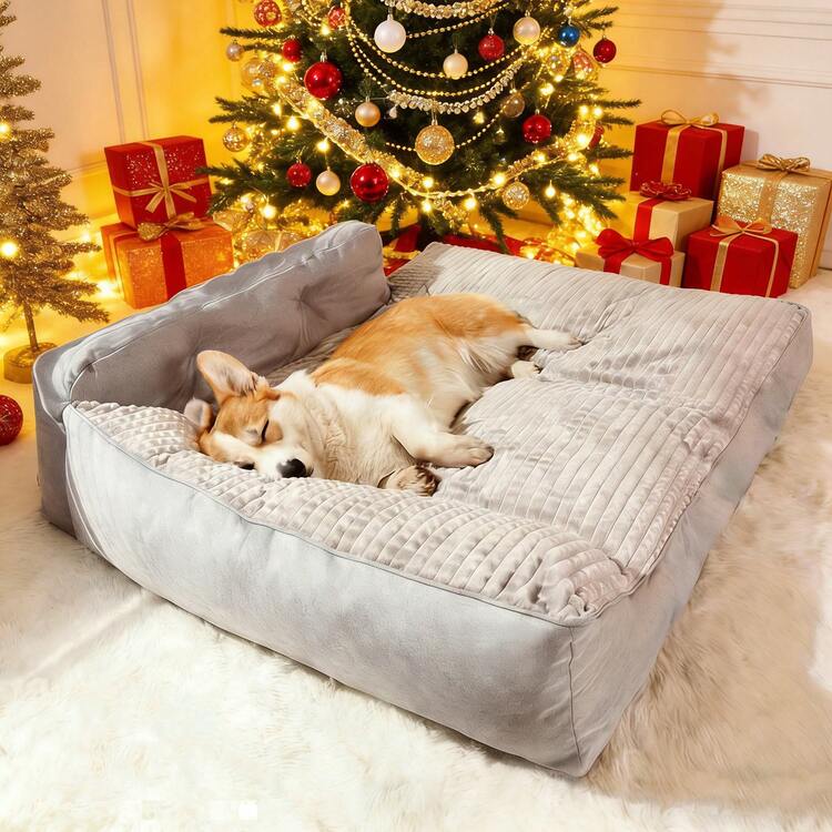 Extra Large Dog Sofa, XL Size 120x90x25 Cm, Warm Fluffy Winter Dog Bed For Sleeping, Ideal Gift For Golden Retrievers, Labradors, French Bulldogs And German Shepherds. - 鴿灰色 - 查看 11