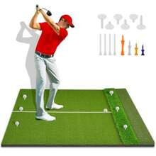 3-in-1 Golf Hitting Mat 5x4ft Thick Golf Practice Mat with Alignment Line Fairway/Rough/T-Turf Golf Training Mat 14 Tees Golf Mats Practice Indoor Outdoor for Hitting Driving Swing Chipping - Un profesional de 5x4 pies - Ver 1