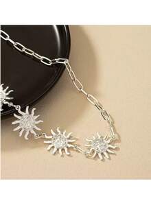 1 pieza Cadena de cintura con colgante de sol en estilo bohemio, adecuada para playa, vacaciones y uso diario casual - Plateado - Ver 4