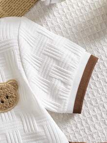 2件套男婴提花Polo衫和休闲短裤套装，夏季 - 棕色 - 查看 5