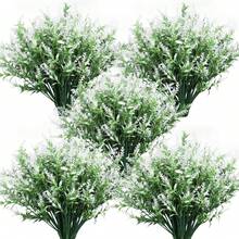 1/6/12pcs Artificial Lavender Flowers, UV-Resistant Plastic Fake Plants Shrubs For Outdoor Garden, Home Porch Decor, Indoor Home Decoration - White - View 1
