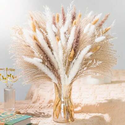 1 Bouquet Spring Pampas Grass Bouquet, Colorful Spring/Summer Flower Bouquet, Multiple Combinations Available, Suitable For Spring/Summer Home Decor, Boho, Countryside, Fashionable Yard Atmosphere, Natural Plant Flower Bouquet, For Vase Centerpiece, Wedding, Bridal Bouquet, Anniversary Gift, Home/Office Decor, Party, Holiday, Photography Prop, DIY Flower Arrangement