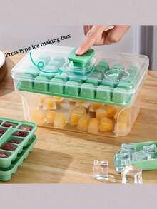 1pc Summer Ice Maker Set, 34/68 Capacity One-Touch Release With Scoop Storage Box, Suitable For Kitchen, Home, Catering, Camping, Picnic - Multicolor - View 13