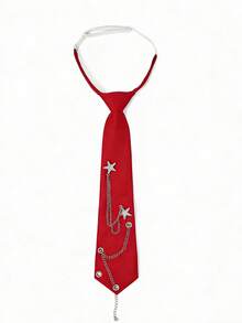 Women's Fashion Casual Star Metal Chain Tie, No Tie Required, Vacations, And Traveling - Red - View 6