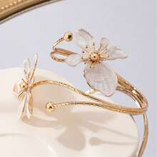 1 件铁合金双头珐琅彩花可打开手镯，简约时尚优雅，适合母亲节礼物、派对和日常佩戴 - 花朵臂手鐲 - 查看 4