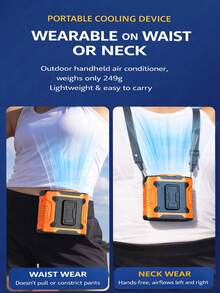 1 pieza Ventilador portátil y vestible para la cintura con pantalla LED y iluminación, diseño de uso en el cuello/cintura, tecnología de enfriamiento Turbo Boost, descenso instantáneo de temperatura, imprescindible para viajes/campamentos/trabajo al aire libre, cable de carga USB-C incluido - Multicolor - Ver 6